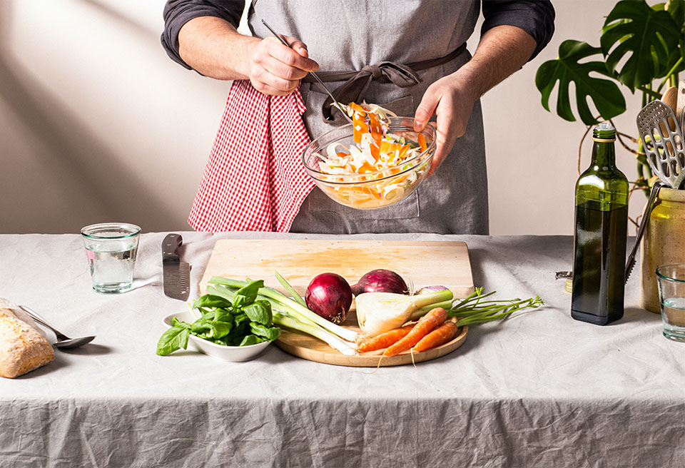 Man cooking healthy food