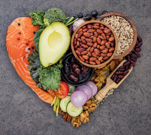 healthy food in the shape of a heart