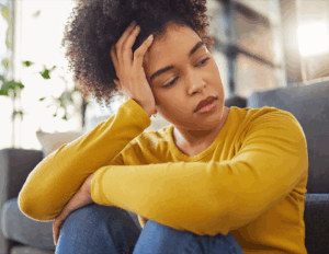 Tired young woman with PCOS